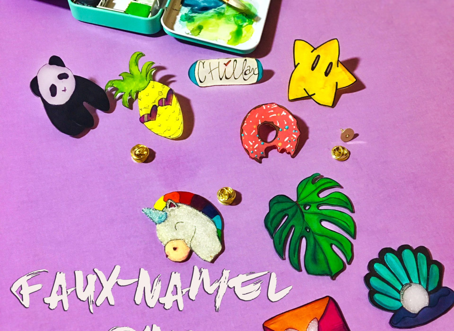 Faux-namel jewelry pins tutorial