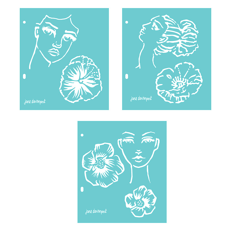 Flower Girl Stencils | set of 3 faces & blooms! - Image 2