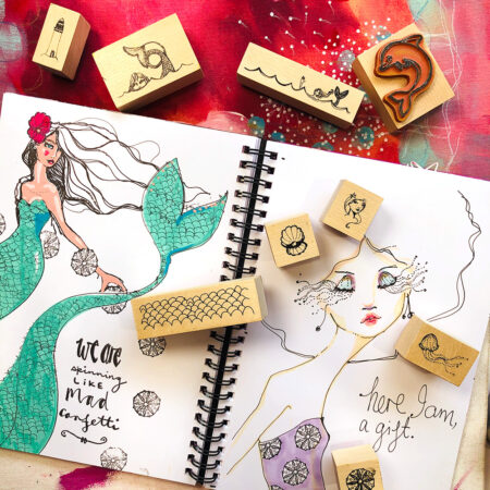 Tin of Mermaids stamps | wooden block stamps to help you Seas The Day!