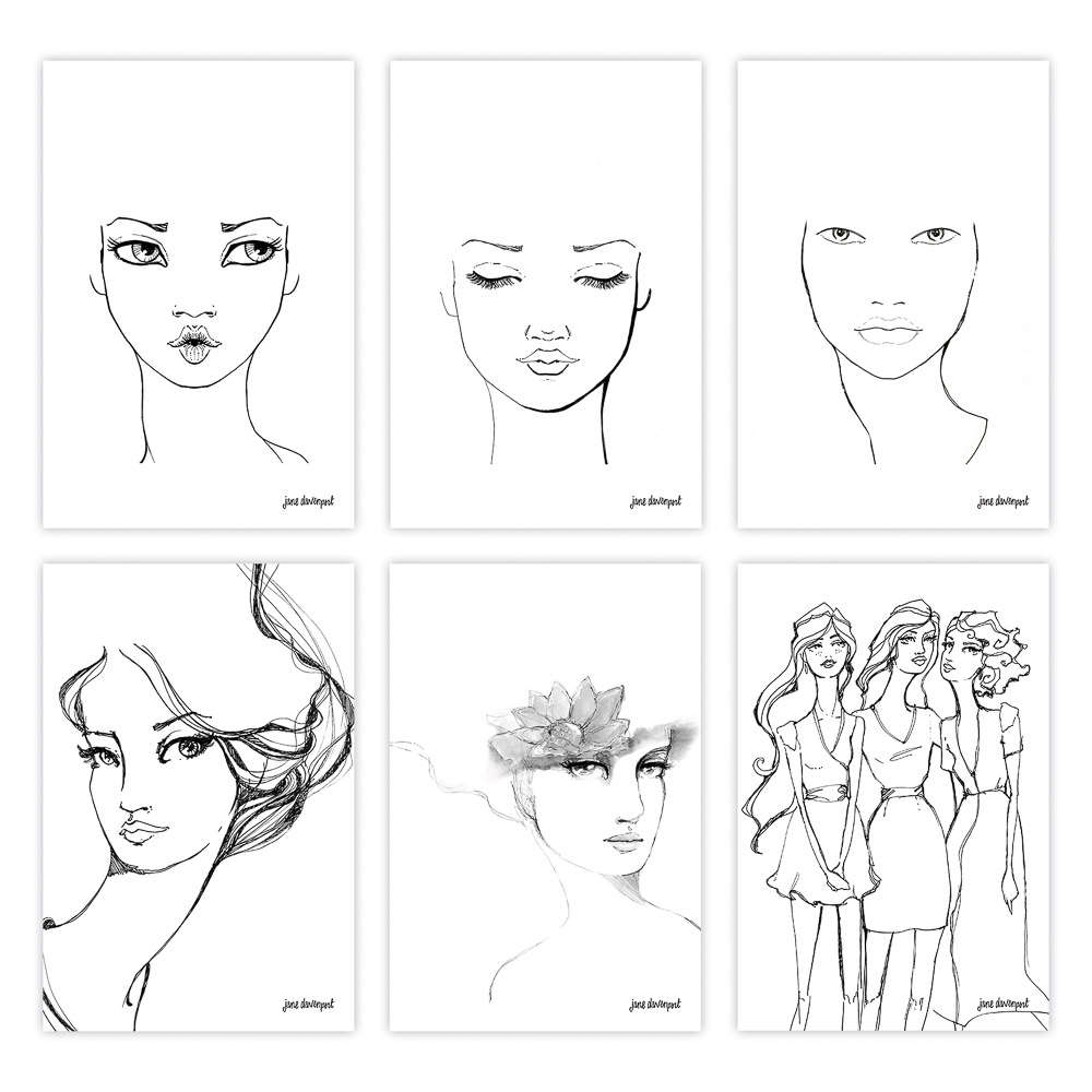 Face Charts | illustrated Paper Pad to practice your shading - Image 6