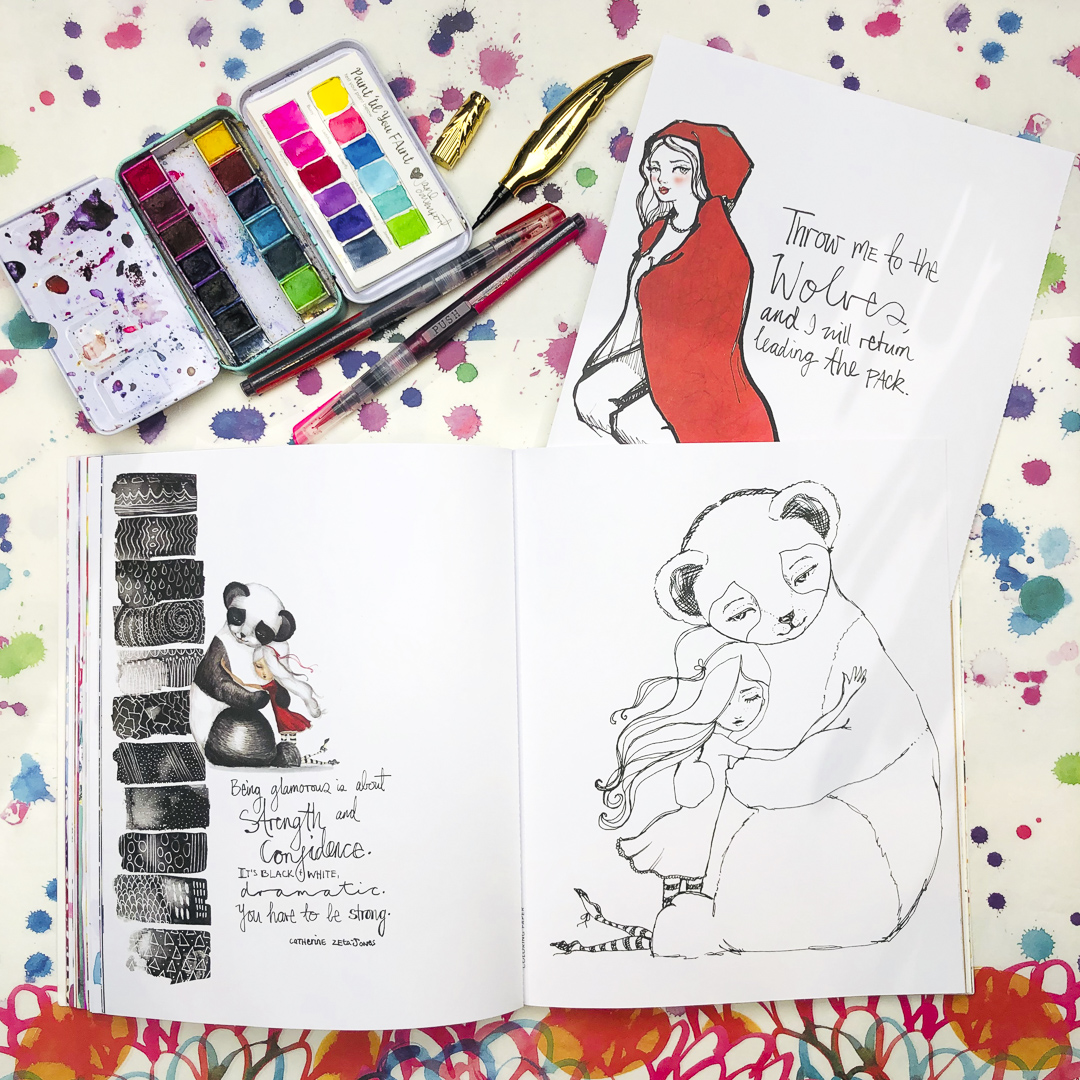 Whimsical & Wild | happy girls & their animal friends for you to colour! - Image 8