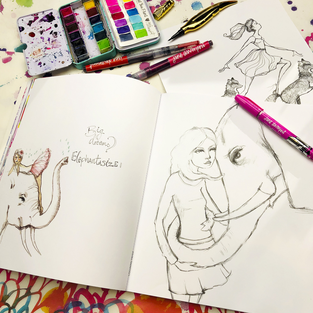 Whimsical & Wild | happy girls & their animal friends for you to colour! - Image 6