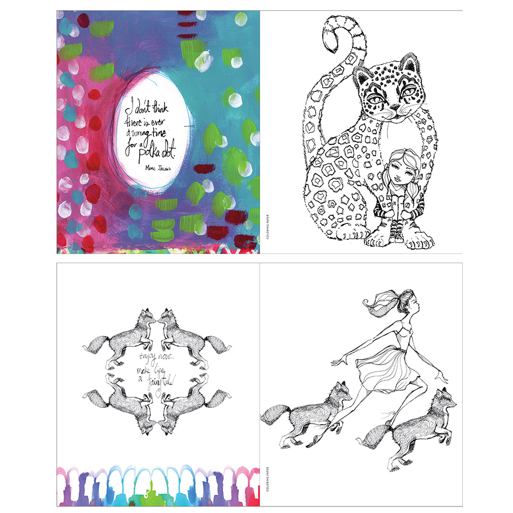 Whimsical & Wild | happy girls & their animal friends for you to colour! - Image 5