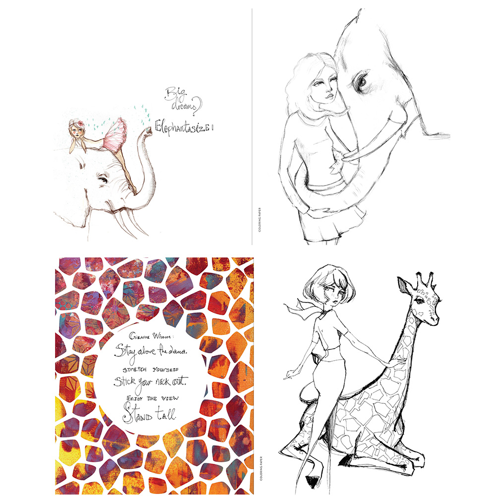 Whimsical & Wild | happy girls & their animal friends for you to colour! - Image 4