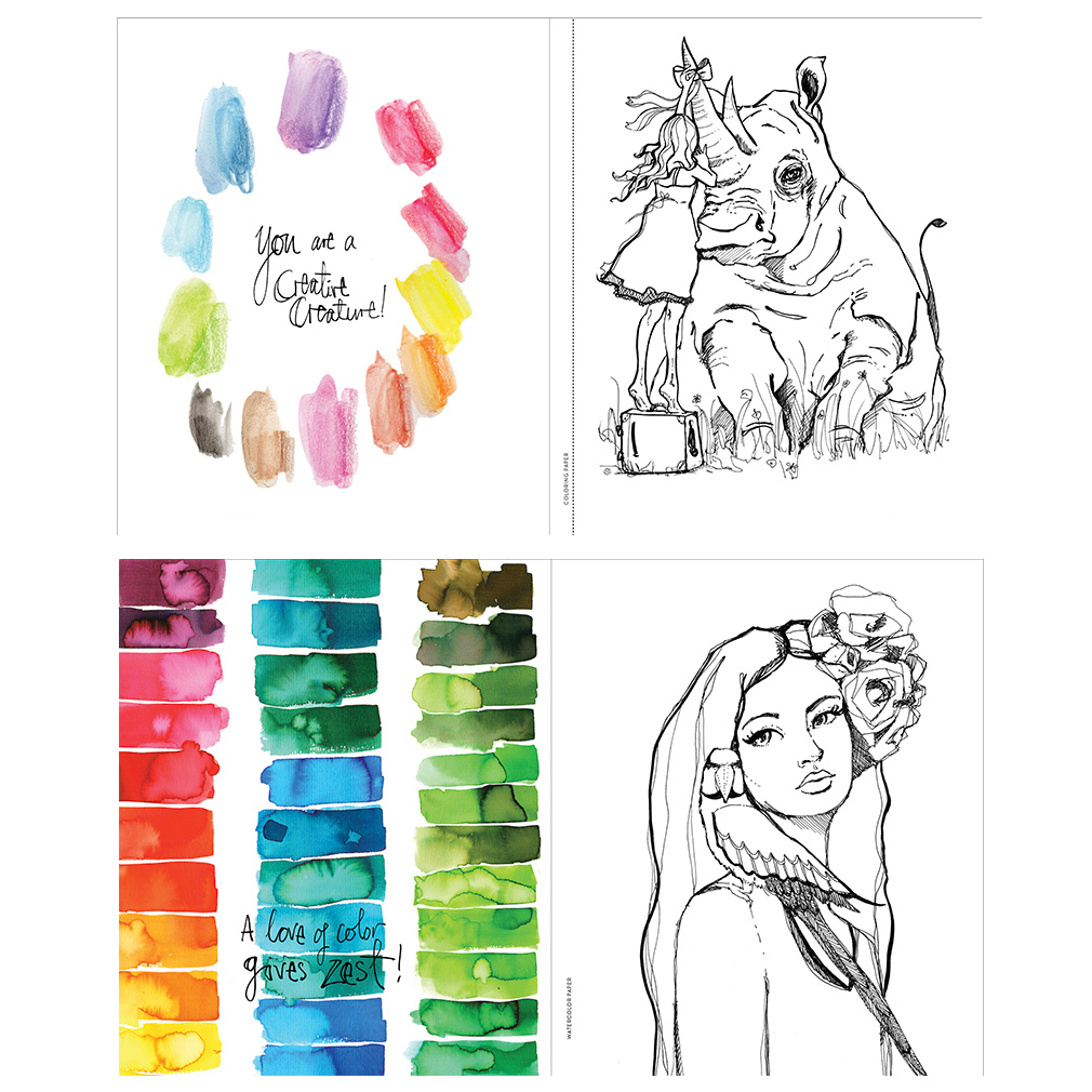Whimsical & Wild | happy girls & their animal friends for you to colour! - Image 3