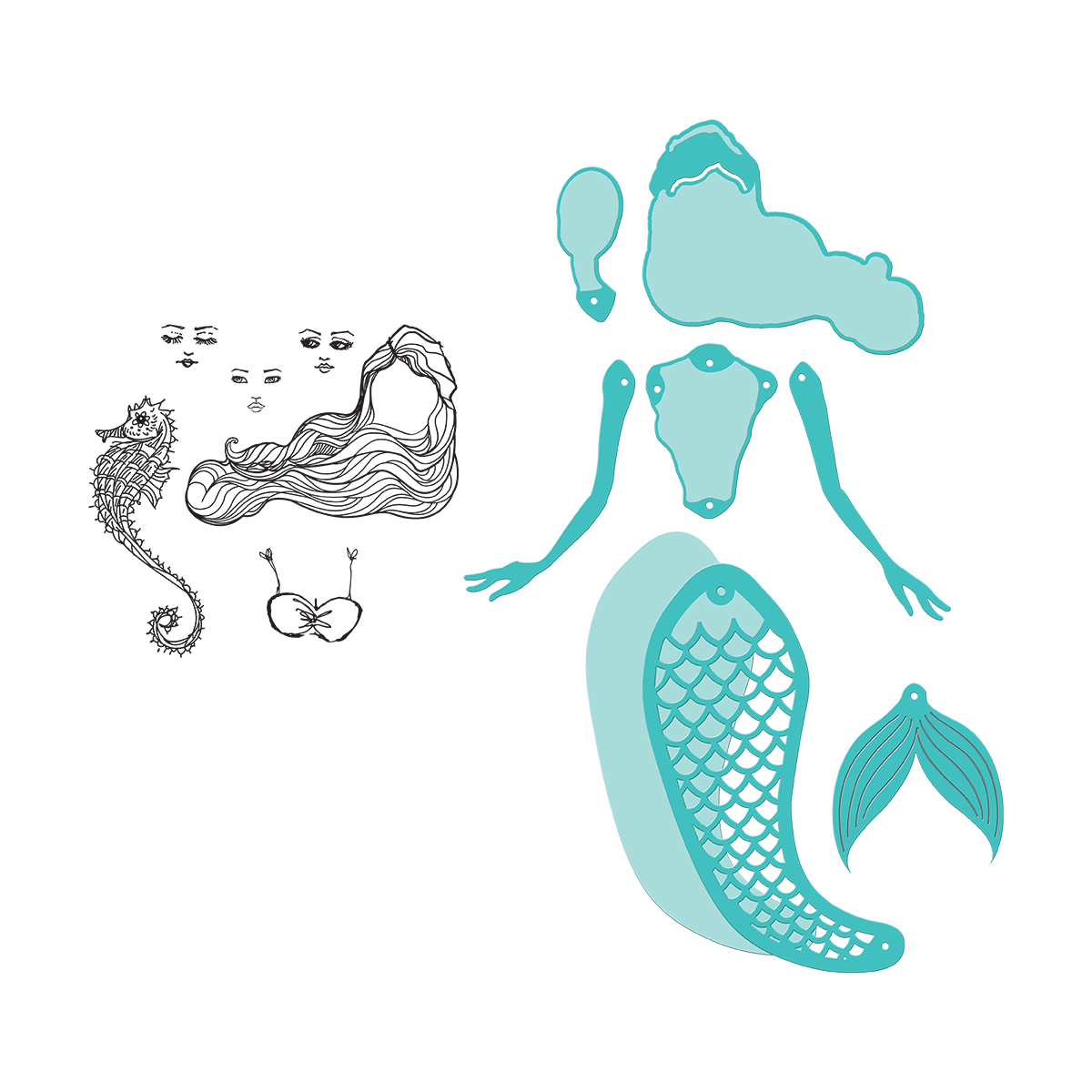 Mermaid Paper Doll | paper-cutting stamp & die - Image 2