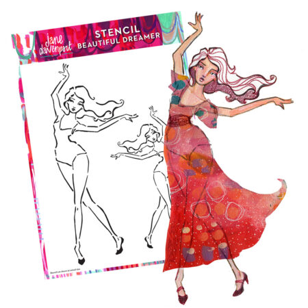 Beautiful Dreamer Stencil | two sizes of lovely dancers
