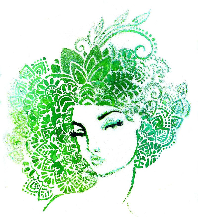 Lace Face Stencil | Whimsical girl by Jane Davenport - Image 2